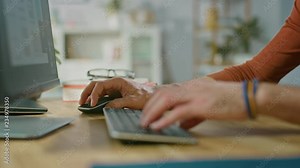 Freelance Software Engineer Developer Uses Personal Computer, Working on a User Interface for Mobile App Template. Mock-up Concept for Software Design.