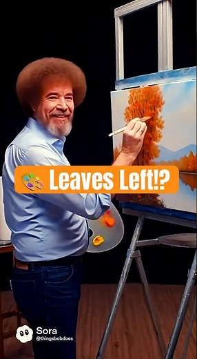 Bob Ross paints autumn... then it falls apart 🍁😂 #shortsyoutube #aicomedy #bobross