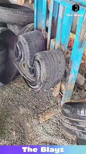 Waste Tires Processed Together Using Machine | Recycling Technology in Action