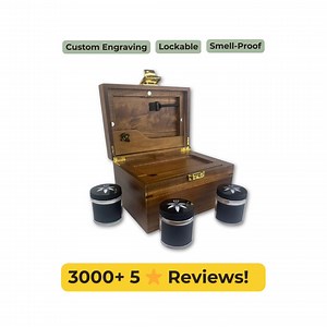 Dark Wood Stash Box: Smell Proof, Lockable - Rolling Tray, 3 Glass Jars - Etsy
