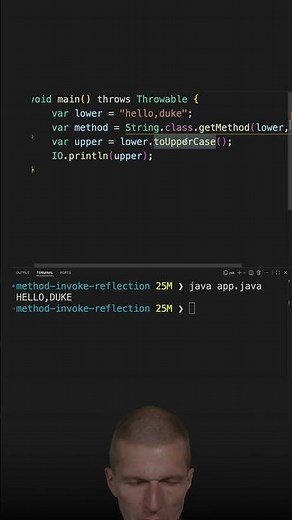 Invoking String.toUpperCase() with Reflection #java #shorts #coding #airhacks