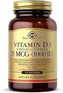 Solgar Vitamin D3 (Cholecalciferol) 25 mcg (1000 IU) - 100 Softgels - Helps Maintain Healthy Bones & Teeth - Immune System Support - Non-GMO, Gluten Free, Dairy Free - 100 Servings