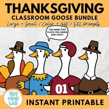 Thanksgiving Silly Goose Costumes   SEL Prompts Printable Class Game