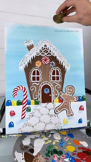 Beginner gingerbread acrylic painting tutorial! 🎨✨ #Christmas #diyideas #painting #beginner | Emily Seilhamer Art
