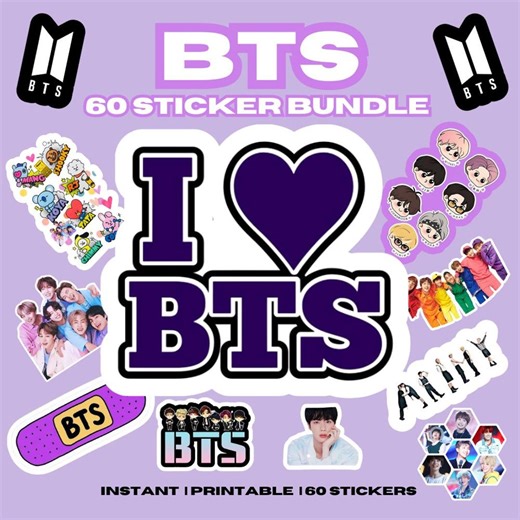 BTS Sticker Bundle | 60 K-pop Stickers (digital Download) - Etsy UK