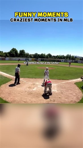 Kid SWINGS His Bat at the Catcher!#baseball #highlights #mlbfunny #editss #top5