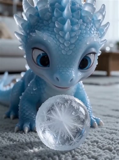 Adorable Ice-Blue Baby Dragon