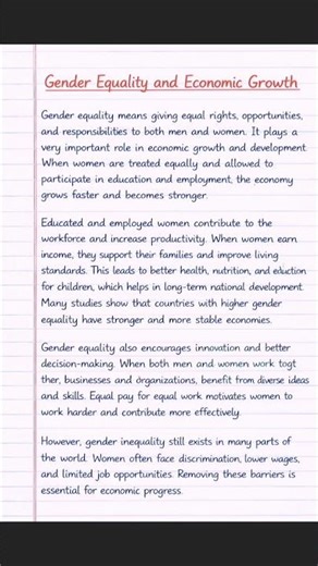 Gender Equality and Economic Growth | Short Essay | Class 7–9