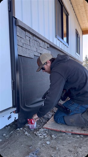 7.3K views · 659 reactions | Installing the first few pieces of the @evolve.stone wainscoting under the porch of our new HQ  #CinchCarpentry #QualityOverQuantity #PostFrame #Nailer #FinishingNailer #Tools #Wainscoting #Porch #Stone #Rock #Install #Alberta | Cinch Carpentry | Facebook
