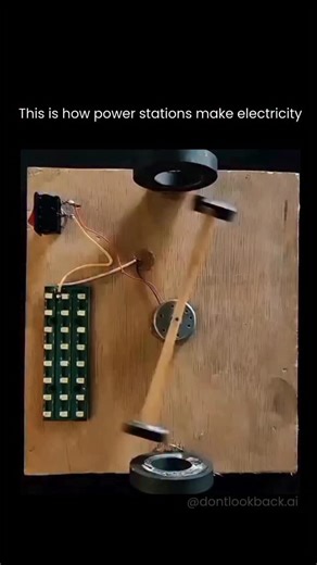 AI | Technology | Innovation | Inventions on Instagram: "Motion can become electricity, and this simple setup proves it. With just a spinning magnet, a coil of wire, and a small lamp, you’re seeing electromagnetic induction in action. When the magnet moves past the coil, it changes the magnetic field around the wire, which induces an electric current. That current is what powers the light. This is the core idea behind every generator. Power plants don’t “create” electricity from nothing, they co