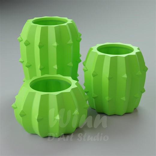 Cactus Planter 3D Print STL Set – Geometric Modern Pots (3 Sizes) - Etsy