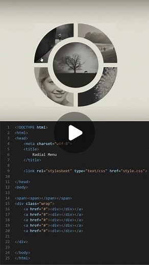 Code Crafters on Instagram: "Radial Menu Using HTML CSS 😋😎 🔥 Source Code Available in GitHub in bio 🤙 !! FOLLOW US TO LEARN CODING !! Follow for more @_.codecrafters 💙 Tags Your Friends 😉 Don't forget Like ♥️ and share 💬 Save for future references 📖 If you found this content useful, please tap the ♥️ icon and give me a follow. I would greatly appreciate it. Also, if you have any feedback, questions or concerns, let me know in the comments section 💬. Thanks ☺️ ***************************