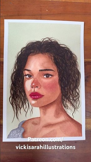 Watercolour Portrait Tutorial | dark skin tone and Curly Hair #watercolourskintones