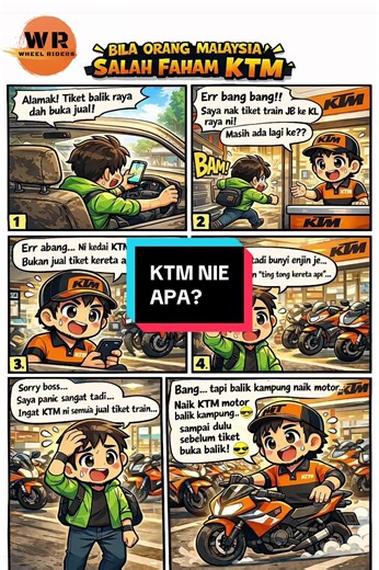 Orang Malaysia bila dengar KTM ingat nak beli tiket kereta api 🚆 Sekali masuk kedai… semua motor oren 🏍️🤣 Abang tu pun blur… “Eh?? Patutlah dari tadi bunyi enjin je… tak dengar pun ting tong kereta api…” 😭 Last-last staff cakap… “Bang… kalau tiket habis pun takpe… naik KTM motor balik kampung lagi cepat 😎” Malaysia je ada 2 jenis KTM 😂 #fyp #fypmalay#fyp##fypmalaysiai#tiktokmalaysiamiklawak