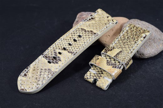 24/24-120/75 Mm Genuine Python Skin Watch Strap Beige Handmade Band (257) - Etsy