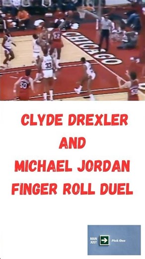 Clyde Drexler vs Michael Jordan In A Finger Roll Duel