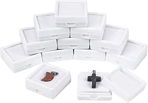 BENECREAT 24PCS White Gemstone Display Box Jewelry Box Container 1.57x0.6 with Clear Top Lids for Gems,Jewelry and Festival Gift Packing