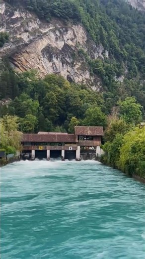 Interlaken Mountainside View From Bridge #switzerland #traveldestinations #shorts