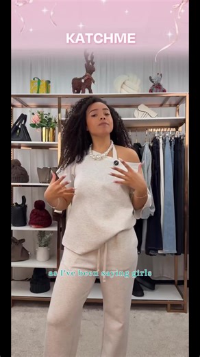 Cozy Women's Leisurewear: Sloping Shoulder and Trousers