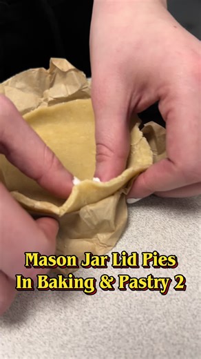 Mason Jar Lid Pies in Baking & Pastry 2! We practiced our lattice work. #facs #teachersoftiktok #facsteacher #baking #pie