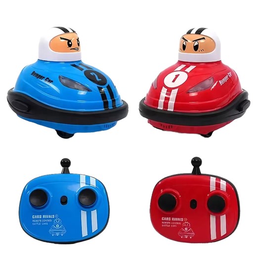 Twin Pack Remote Control RC Bumper Car Battle Toy Set with Ejecting Driver Sound Effects Led Lights and Wireless Action for Kids