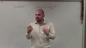 Math tutorial for condensing a logarithmic expression with two logs