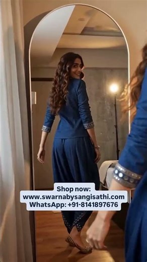 Blue Denim Jacket-Dhoti Set