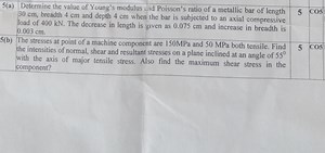 5(a) Determine the value of Young's modulus and Poisson's ratio... | Filo