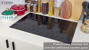 Electric Stove Cover Mat for Glass Cooktop, Decorative Induction Ceramic Electric Range Flat Top Protector - 29 x 21 inch, Black