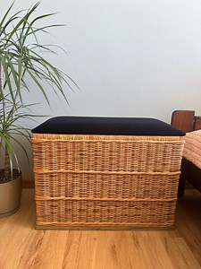 Wicker Storage Bench With Soft Cushion – Handmade Paper Wicker Chest – Bedroom or Entryway Organizer - Etsy
