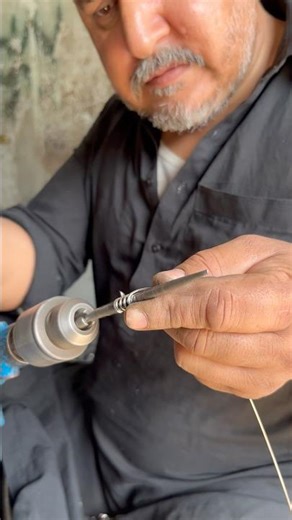 Steel Wire Spring Making on Drill Machine | Simple Workshop Method #youtubeshorts #satisfyingwork