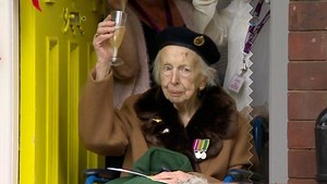 World War Two veteran Nora Jeffreys hoped to celebrate her 100th birthday, with a big party today. Of course that couldn't happen, but Nora's milestone didn't go unnoticed. Outside her home in Bearwood, well wishers staged a socially distanced series of surprises. ➡️ https://bbc.in/3iyHn2u | BBC Birmingham