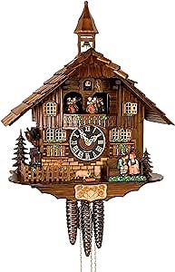 Cuckoo Clock moveable kissing Couple, turning mill-wheel HO 638T