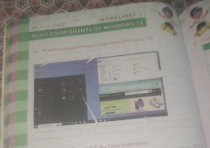 Write the names of these components of Windows 10 (referring to... | Filo