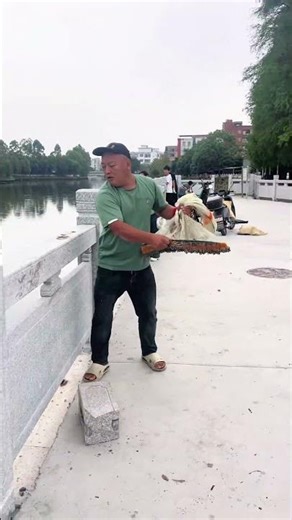 Observing from the bridge and casting a net makes catching fish easy