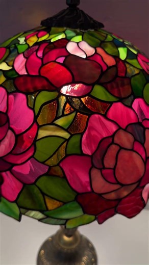 Making a Peony Tiffany Stained Glass Lamp 🌸 #stainedglass #tiffanylamp