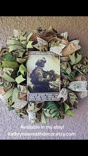 Patriotic Military-Themed Deco Mesh Wreath