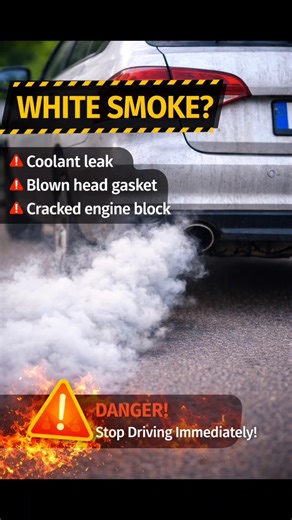 Car exhaust smoke = warning sign🚗⚠️White, Black, Blue ya Yellow? #CarTips #Shorts #CarCare #AutoTips