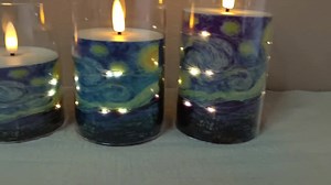 Van Gogh Starry Night LED Candle With String Light, Flameless Battery Candle W/ Remote and Timer Halloween Christmas Gift - Etsy