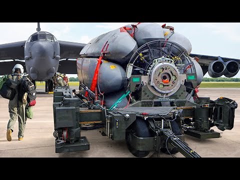 Loading Weird Rotary Missile Launcher Into Massive US B-52