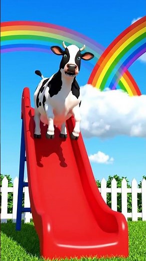 holstein cow on a slide: what happens when a cow rides down a playground rainbow? #3danimation