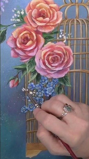 “Floral Bird Cage Challenge Tutorial” 🕊️🌸❤️ full tutorial series at Thankfulart.com!! 🙂 #art