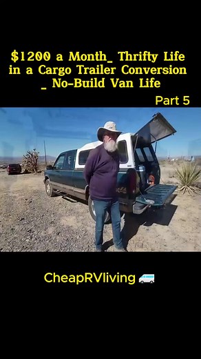 $1200 a Month_ Thrifty Life in a Cargo Trailer Conversion _ No-Build Van Life-part 5 #van #build #vanlife #cheaprvliving #truck #fyp #foryou