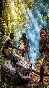 Cooking Python: GIANT African Tribal Food Roast Ritual! 🐍🔥 #shortsviral #tribalfood #africantribe