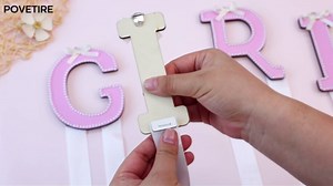 POVETIRE Letter Bow Holder Hair Bow Organizer, Ribbon Hair Clips Storage Hair Bows Hanging Baby Headband Holder Hair Accessories Organizer Display Decors Baby Nursery Toddler Girls Room-A