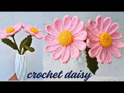 Crochet Daisy flower Tutorial | Step by Step for Beginners
