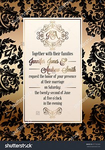 Vintage Baroque Style Wedding Invitation Card Stock Vector (Royalty Free) 677102389 | Shutterstock