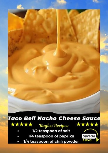 Taco Bell Nacho Cheese Sauce 😍 Ingredients: 1 cup of shredded mild cheddar cheese 1 cup of shredded American cheese ...... Full Recipe in Coʍmеոτ 💬 | Kaylee Recipes