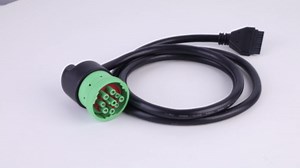 Green 9 Pin J1939 to 10 Pin Cable for PT30 ELD Logging Device Logbook Compliant for ECM w and DOT for Freightliner Trucks ELD Device