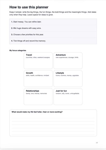 Bucket List Planner Printable, A4 Goal Setting Template (digital Download) - Etsy